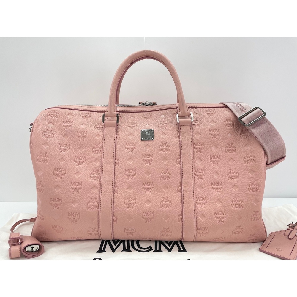 MCM Weekend Bag Boston Leather Pink - Picture 12 of 12